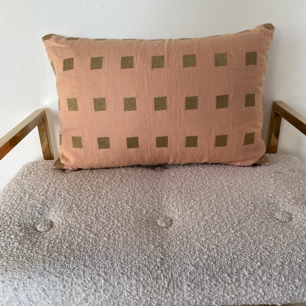 Kelly Wearstler Geometric Patterned Pillow - Peach and Gold